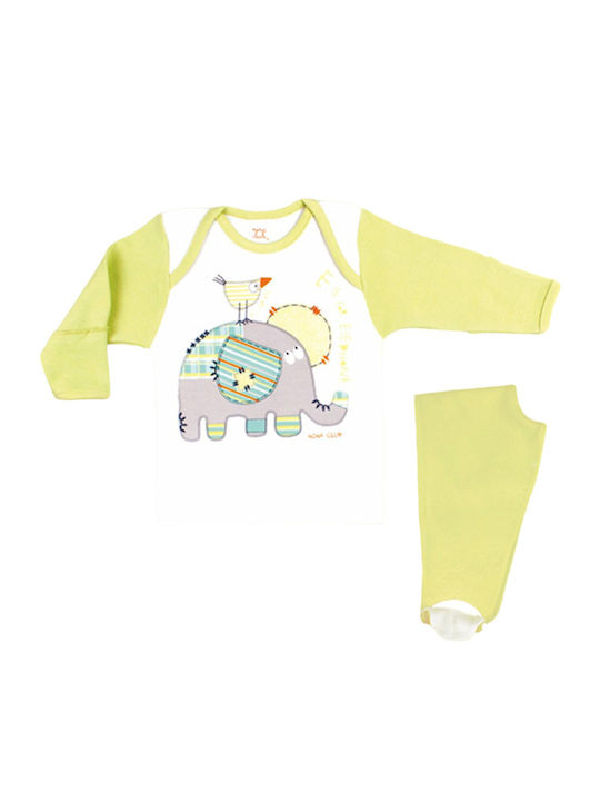 Nina Club Set Top & Bottom Kids Winter Cotton Pyjamas Green