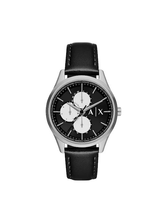 Armani Exchange Watch Battery with Black Leather Strap