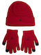 Kids Beanie Set with Gloves Knitted Red