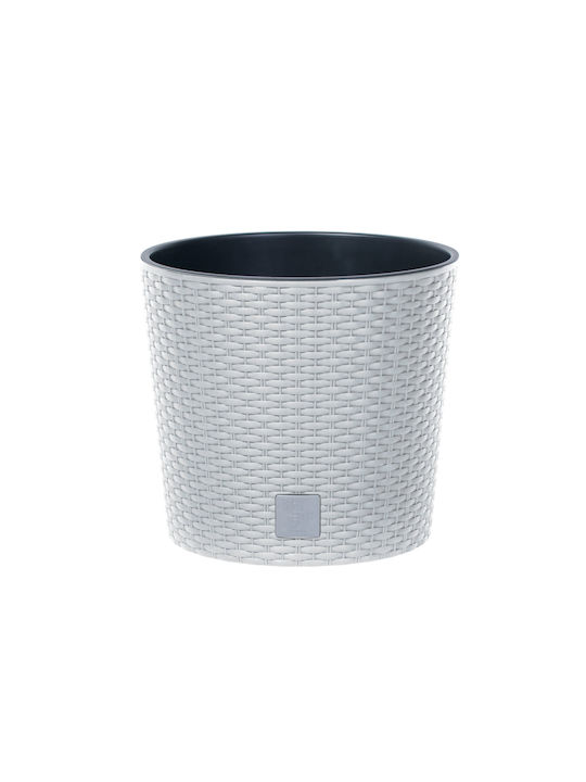Prosperplast Rato Round DRTUS300L Blumentopf Rattan Weiß