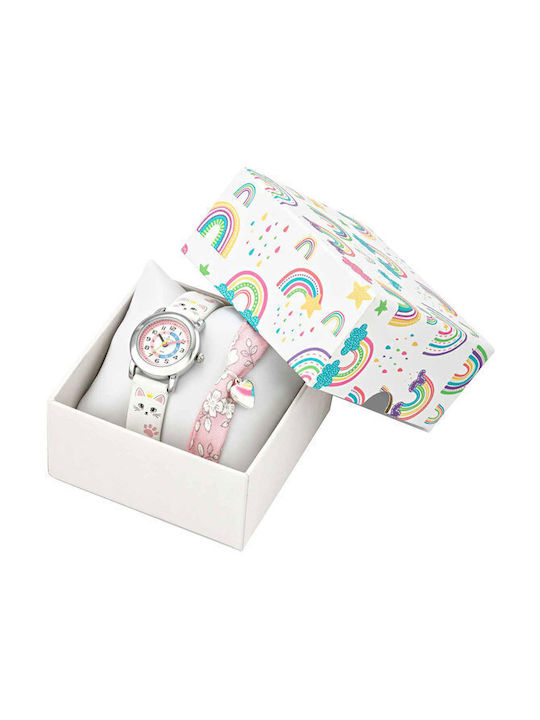 Certus Analog Kinderuhr Weiß mit Lederarmband