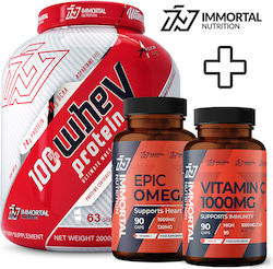 Immortal Nutrition Whey Protein 2000gr + Epic Omega 3 90 Softgels + Vitamin C 1000 90 Caps - Cookies & Cream