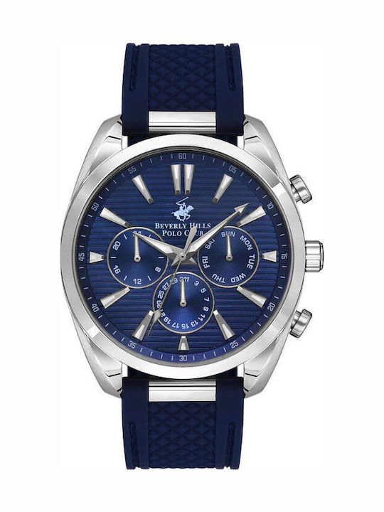 Beverly Hills Polo Club Men's Watch Battery with Blue Rubber Strap