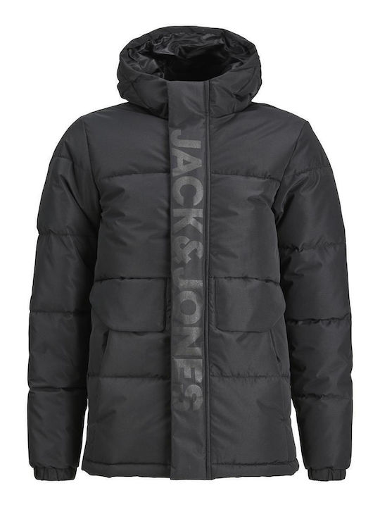 Kids' Quilted Jacket Short with Hood Black