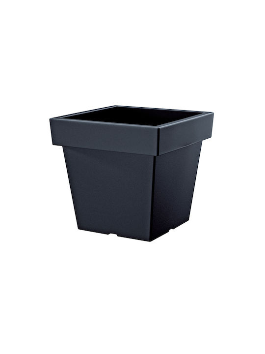 Prosperplast Lofly Квадратна Ниска Саксия За Цветя Пластмасова Сива 28.9x28.9x27.1см