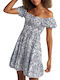 Attrattivo Sommer Mini Kleid mit Rüschen Hellblau
