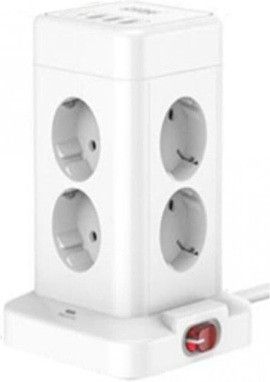 Winstar Захранваща лента Безопасност 4 Позиции с 4 USB-A и Превключвател