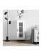Floor-standing Living Room Display Cabinet made of Wood & Metal with Glass White 34.5x34x90cm