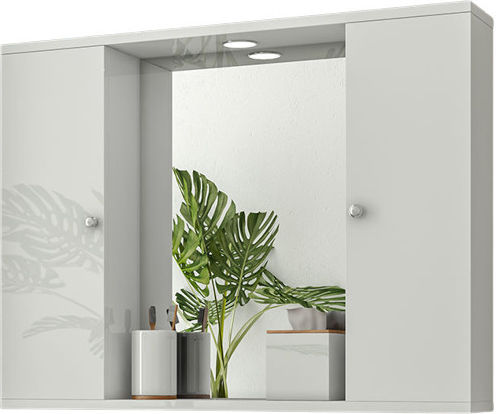 Drop 5KDO075WH Καθρέπτης με Ντουλάπι 75x57cm