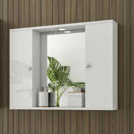 Drop Drop Rectangular Bathroom Mirror from Chipboard with Cabinet 75x57cm