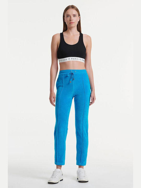 SugarFree Hohe Taille Damen-Sweatpants Jogger Blau Samt