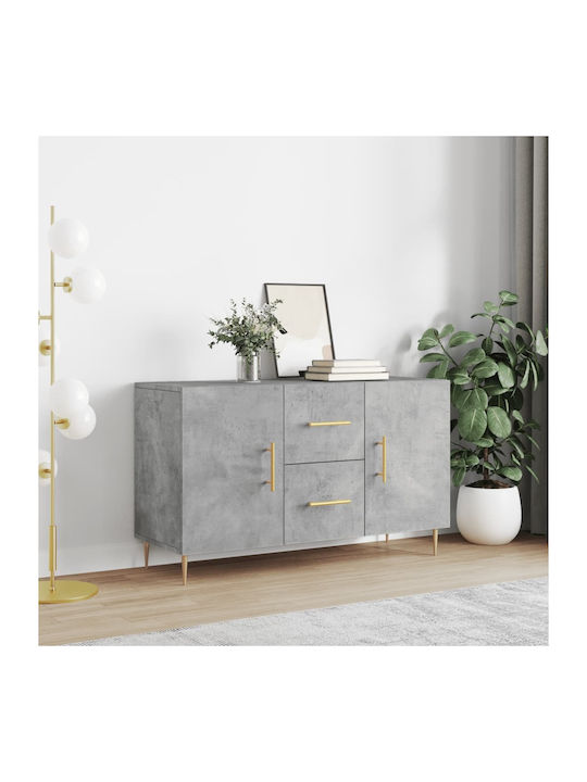 Wooden & Metallic Buffet with Drawers Gray L100xW36xH60cm