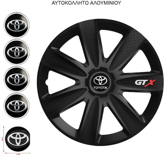 Versaco Car Hubcap Set Gtx with Toyota Emblem 16" 4pcs Black