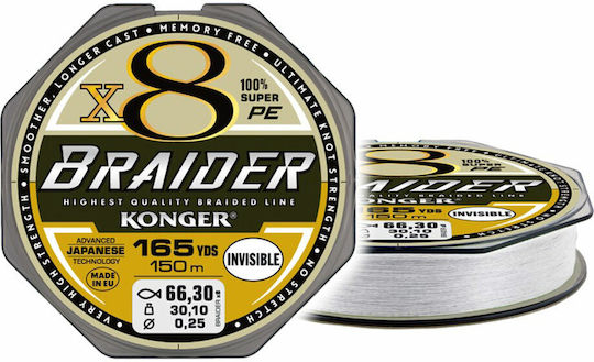 Konger Braider X8 Invisible Fishing Filament 150m / 0.25mm / 30.1kg