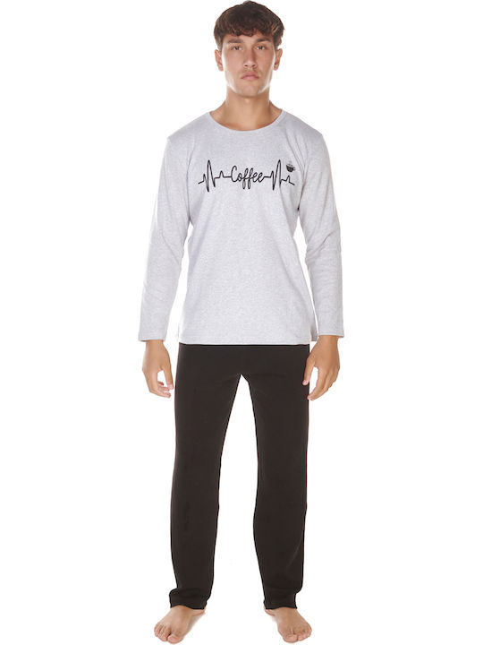 Comfort Coffee Line Χειμερινή Ανδρική Πιτζάμα Brown/Grey