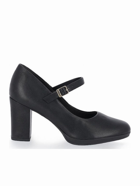 Pumps mit Riemchen & Chunky mittelhoher Absatz Schwarz