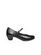 Δάφνη Leather Black Heels with Strap