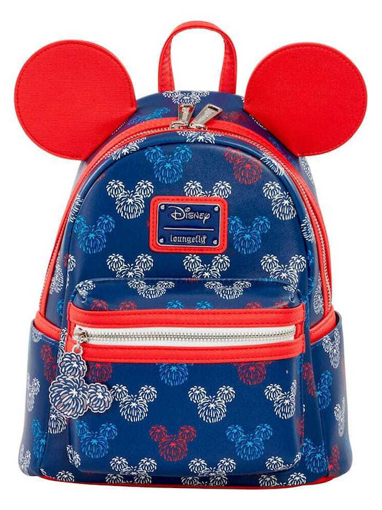 Loungefly Kinder Rucksack Rucksack Blau 23cmx11cmx27cmcm Disney Patriotischer Mickey