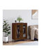 Floor Metallic / Particle Board Living Room Display Cabinet with Glass Oak 69.5x34x90cm