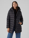 Vero Moda Women's Short Puffer Jacket for Spring or Autumn with Hood Black