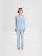 Vamp Summer Cotton Women's Pyjama Pants Light Blue