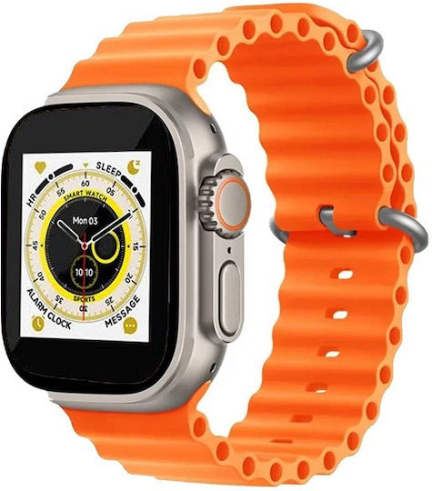 Max W9 Ultra 49mm Smartwatch με Παλμογράφο (Πορτοκαλί)