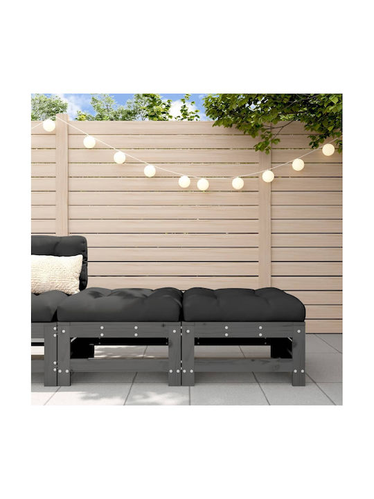 Wooden Cube Garden Stool with Cushion Grey 2 Pi...