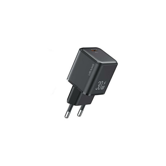 Usams Charger Without Cable with USB-C Port 30W Power Delivery Blacks (CC186)