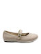 Kids Anatomic Leather Ballerinas with Hoop & Loop Closure Gold