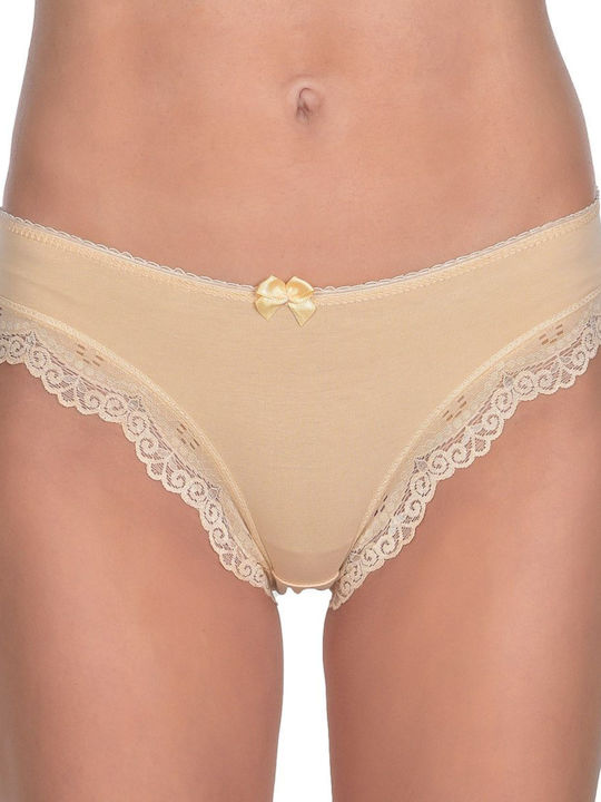 Jokers Baumwolle Damen Slip mit Spitze Beige