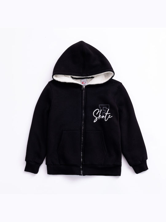 Funky Hooded Sweatshirt with Zipper Black