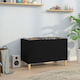 vidaXL Record Furniture from Processed Wood Hi-Fi Furniture Black with Brown Legs 74.5x48x38cm