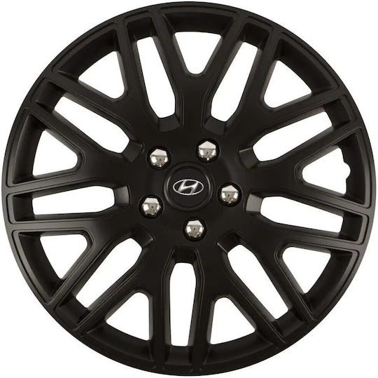Versaco Car Hubcap Set Dakar Nc with Hyundai Emblem 14" 4pcs Black