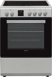 Sharp Aragaz 65lt cu Plite Ceramice L60cm. Inox