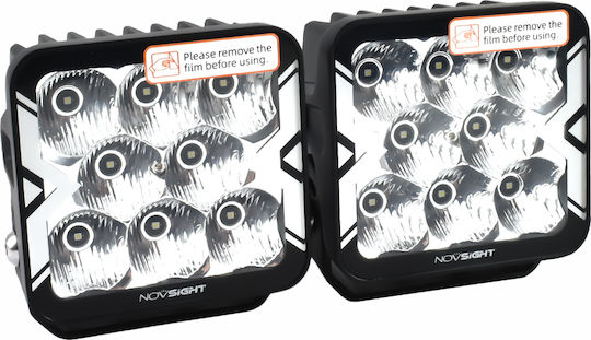 NovSight Squareς Waterproof Headlights Car LED 40W 10.2cm with White Lighting 1pcs