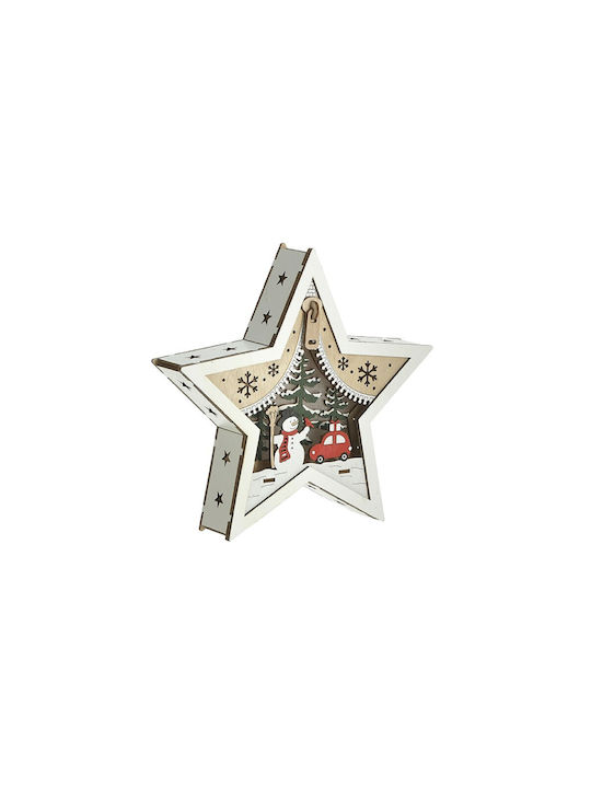 Inart Wood Christmas Decorative Pendant Star 22x5x22cm Beige