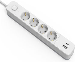 Entac ESES1.5G4-1.5-SW-1UA1UC Πολύπριζο 4 Θέσεων με Καλώδιο 1.5m Entac ESES1.5G4-1.5-SW-1UA1UC Πολύπριζο 4 Θέσεων με Καλώδιο 1.5m