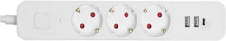 Entac ESES1.5G3-1.5-SW-2UA1UC Power Strip 3 Sockets with 1.5m Cable Entac ESES1.5G3-1.5-SW-2UA1UC Power Strip 3 Sockets with 1.5m Cable
