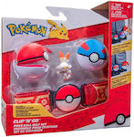 Jazwares Παιχνίδι Μινιατούρα Pokemon Clip N Go Poke Ball Scorbunny