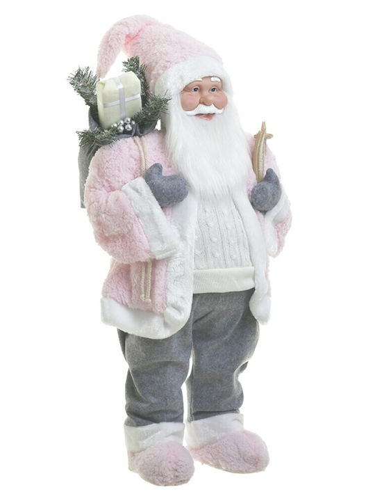 Decorativ Moș Crăciun Roz din Tesatura 80cm.