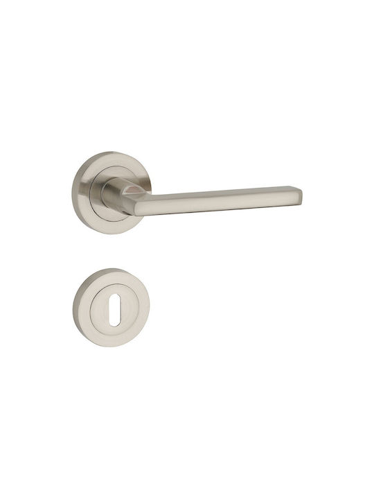Thirard Lever Middle Door with Rosette Pair Silver
