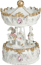 Inart Christmas Decorative Plastic Carousel with Music and Motion 17x12x12cm White