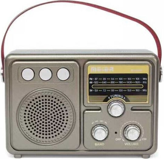 Meier M551BT Retro Φορητό Ραδιόφωνο Επαναφορτιζόμενο με Bluetooth και USB Ασημί