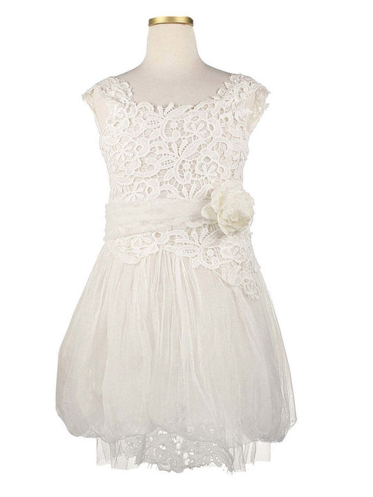 Designer's Cat Kids Dress Tulle Sleeveless White