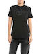 Replay Logo Women's Summer Blouse Cotton Short Sleeve Black