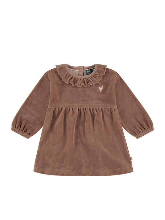 Children's Dress Long Sleeve Velvet Brown