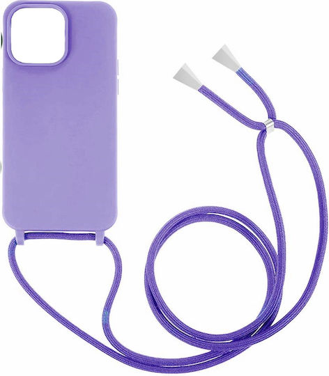 Green On Back Cover Silicone with Strap Purple (Galaxy A53)