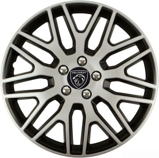 Versaco Car Hubcap Set Dakar Nc with Peugeot Emblem 15" 4pcs Silver
