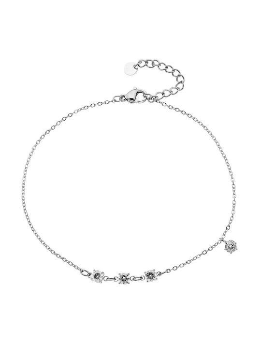 Oxzen Bracelet Anklet Chain Ανοξείδωτο made of Steel with Zircon