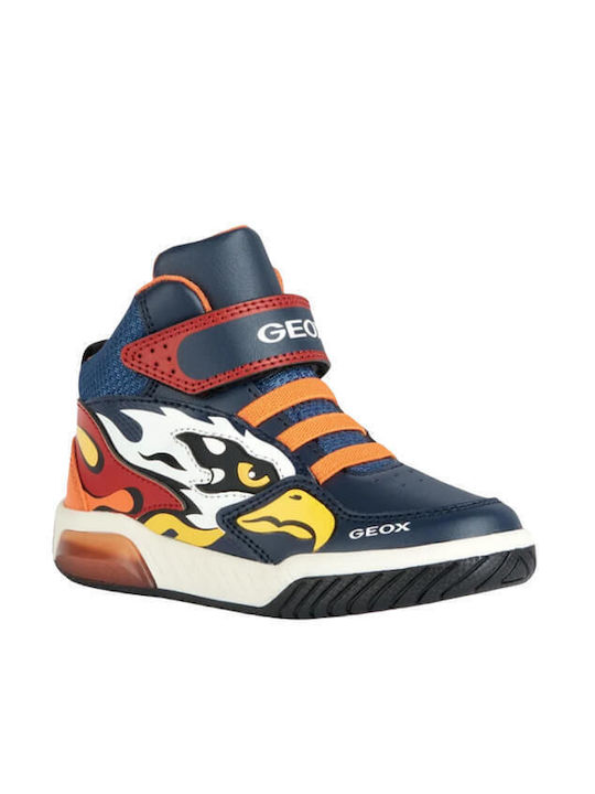 Geox Παιδικά Sneakers High με Σκρατς & Φωτάκια Navy Μπλε